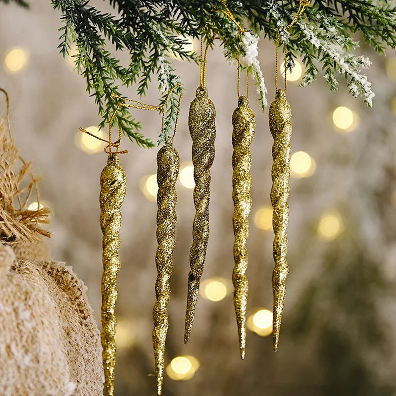 5pcs Christmas Decoration Simulation Ice Xmas Tree Hanging Ornament DIY Fake Icicle for Wedding Winter Party Decor New Year Oasis Select