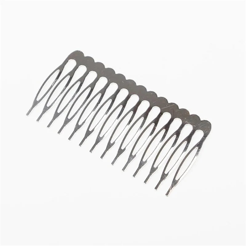 10pcs Gold Metal Side Hair Combs Plain Blank Headpiece French Twist Clip For DIY Wedding Bridal Veil Combs Decor Hair Accessory Oasis Select Rhodium 14