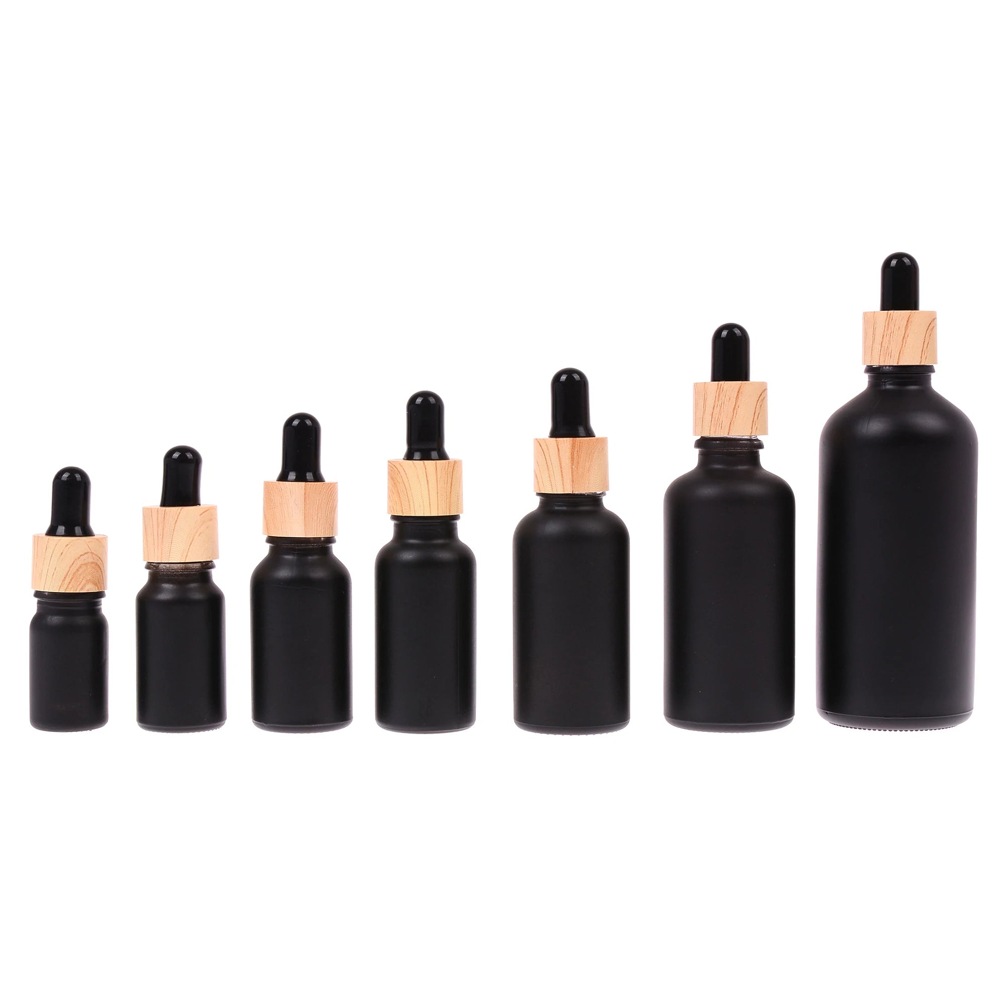 Frosted Black Glass Dropper Bottles Refillable 5–100ml
