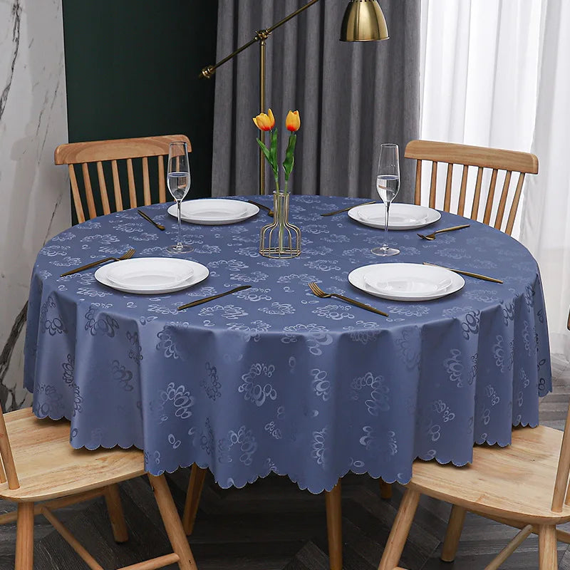 European waterproof oil proof scald proof and wash free round table cloth for Hotel round table cloth round table cover Oasis Select Diameter 120cm Haze blue
