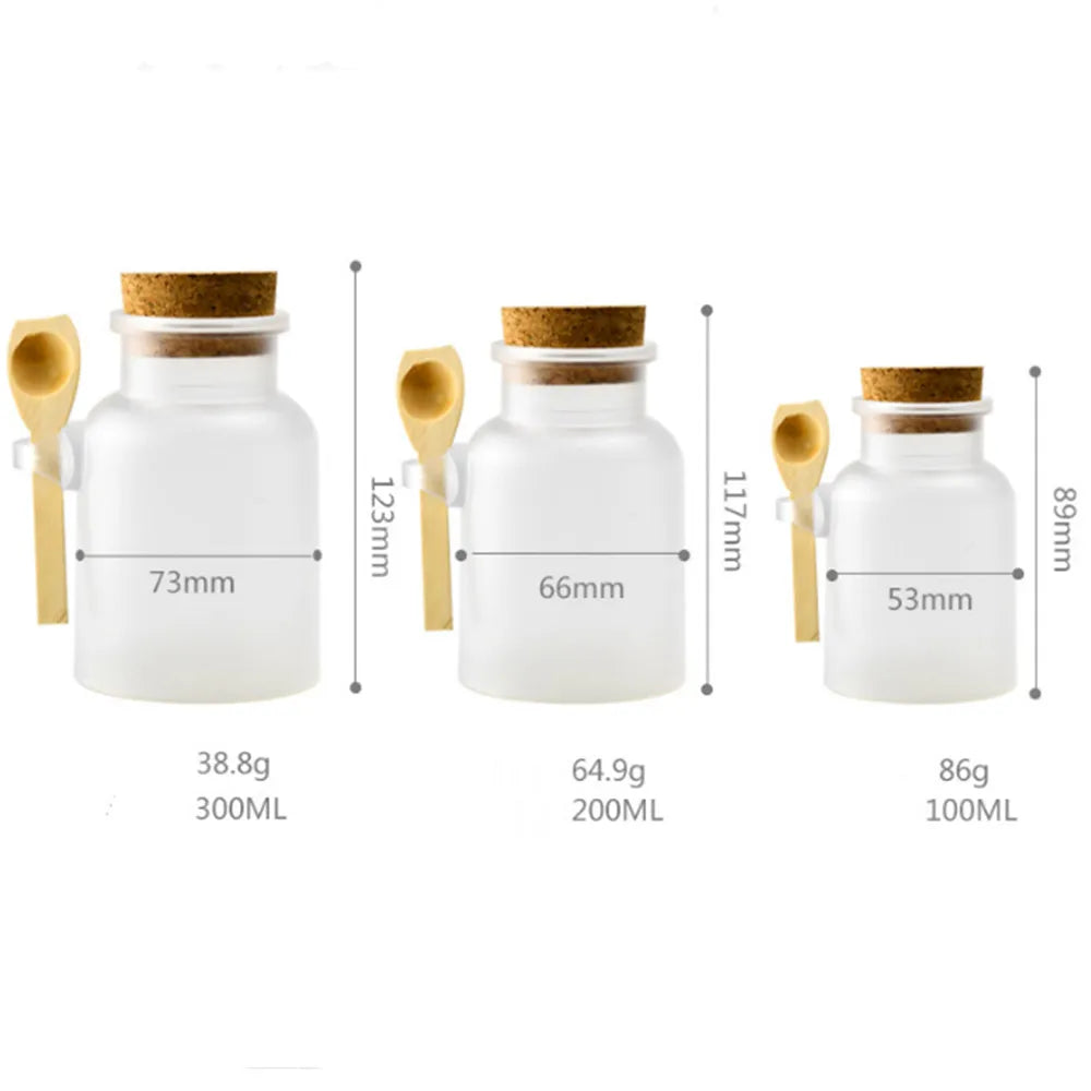 100/200/300/500ML Round matte cosmetic empty jar with cork bath salt bottle food storage container reusable bottle with wooden Oasis Select
