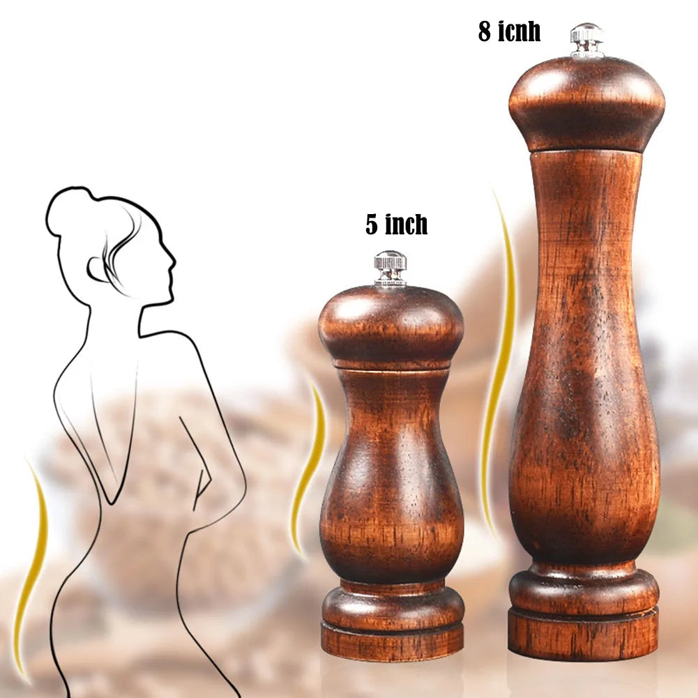 4PC Oak Pepper Grinder Coarse Salt Solid Wooden Oak Pepper Mill Handheld With Adjustable Ceramic Core Manual Kitchen Tools Oasis Select