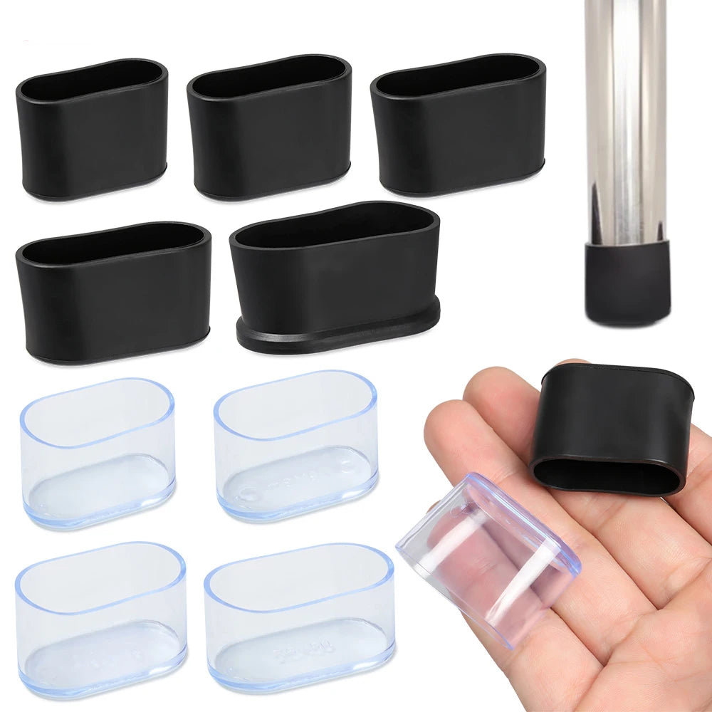 4pcs Non-Slip Oval Chair Leg Caps Feet Protector Pads Furniture Leveling Feet Mat Furniture Table Covers Socks Dust Cover Oasis Select