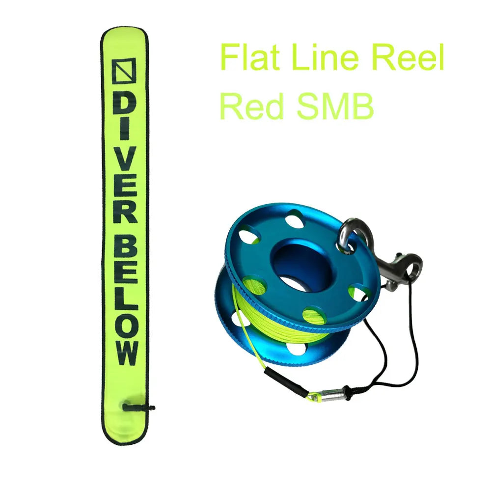 30M Line Scuba Diving Finger Reel Spool 110cm SMB Safety Sausage Diving Safety Kit for Underwater Diver Snorkeling Cave Oasis Select Green SMB Green Line