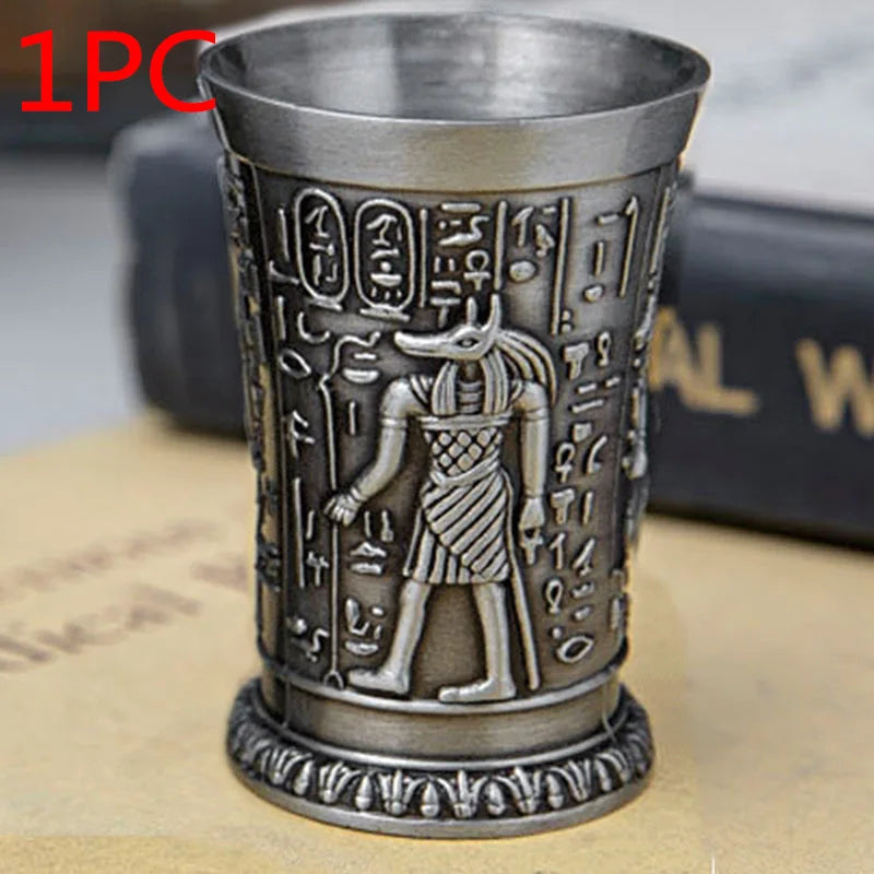 Creative European Retro Wine Glass Zinc Alloy Egyptian Wine Glass Ancient Egypt Wine Glass Metal Crafts Christmas Halloween Gift Oasis Select 1pc Helios