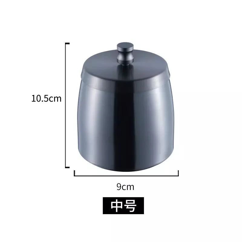 Personality trend anti-fly ash with cover home hotel bar restaurant custom stainless steel large ashtray ashtray Oasis Select black medium B