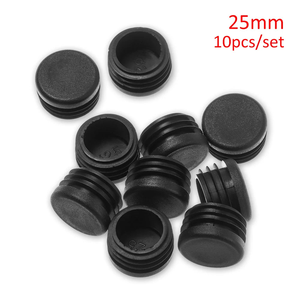 10pcs/pack Plastic Black Blanking End Caps Protector Square/Round Table Chair Foot Pad Furniture Feet Non-Slip Covers Oasis Select 25mm