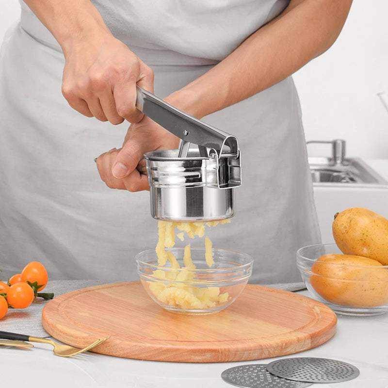 Stainless Steel Potato Ricer & Masher with 3 Discs | CHANSUNRUN Potato Ricer Oasis Select