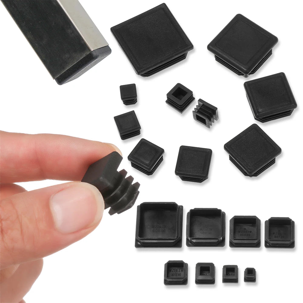 10pcs/pack Plastic Black Blanking End Caps Protector Square/Round Table Chair Foot Pad Furniture Feet Non-Slip Covers Oasis Select