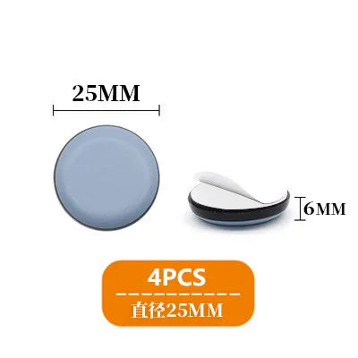 4PCS Floor Rubber Protector Pads Self-Adhesive Anticollision Round Mat Chair Table Glides Furnitures Legs Slider Home Supplies Oasis Select Round 25mm 4pcs