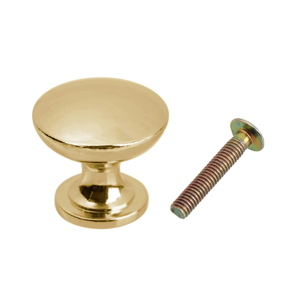 Zinc Alloy/Aluminium Alloy Cupboard Door Pulls Drawer Handles Round Cabinet Knobs With Screws Furniture Hardware Oasis Select Gold 24mm