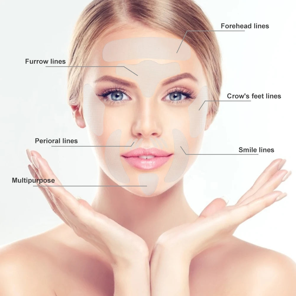 256PCS Reusable Facial Patch Forehead Petal Anti Wrinkle Fine Lines Remover Strips Silicone Neck Eye Sticker Smooth Face Lifting Oasis Select