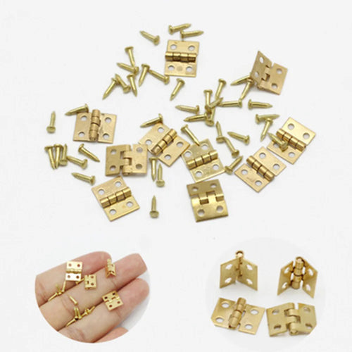 20pcs 10x8mm Tiny Gold/Silver Mini Small Metal Hinge For 1/12 House Miniature Cabinet Dollhouse Furniture Fittings Home Hardware Oasis Select