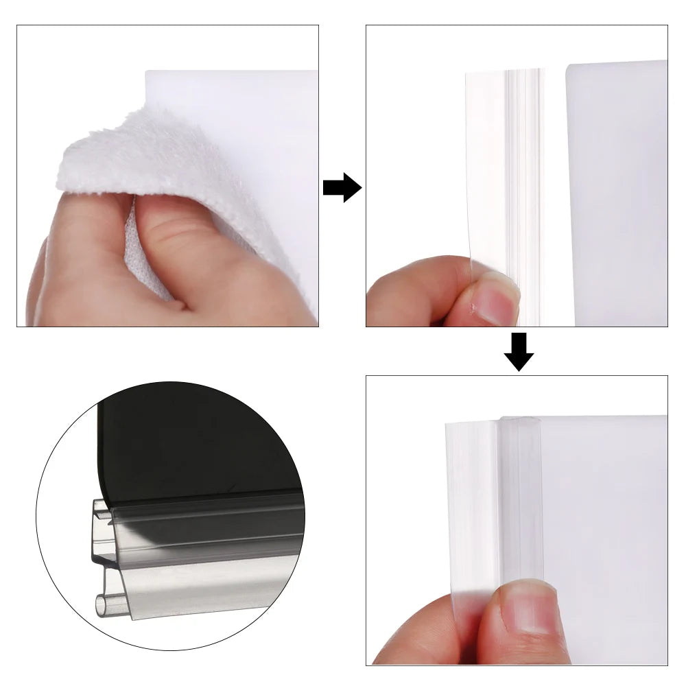 Transparent Seal Strip Bath Shower Screen Door 4 to 12mm Seal Gap Window Door Weatherstrip Sealing Strips Household Accessories Oasis Select