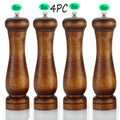 4PC Oak Pepper Grinder Coarse Salt Solid Wooden Oak Pepper Mill Handheld With Adjustable Ceramic Core Manual Kitchen Tools Oasis Select 4PC 8inch