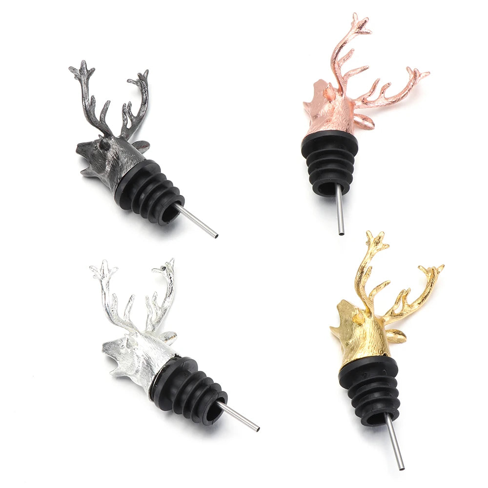 Deer Elk Lion Bull Head Wine Pourer Bottle Stoppers Bar Tools Wedding Party Drinks Wine Aerators Kitchen Tool Accessories Oasis Select