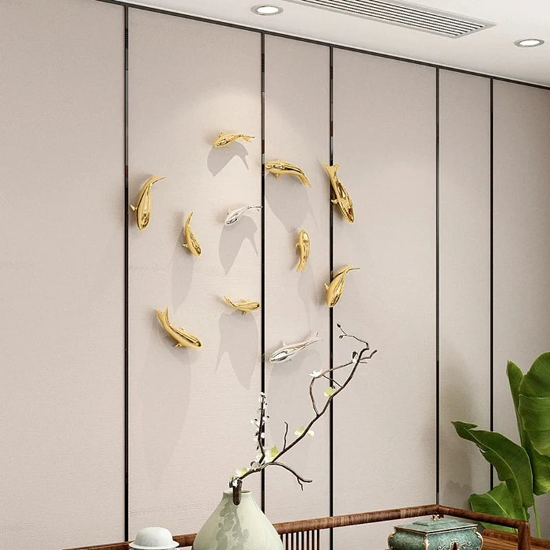 European electroplating fish 3D three-dimensional wall decoration living room dining room background wall decoration room decor Oasis Select