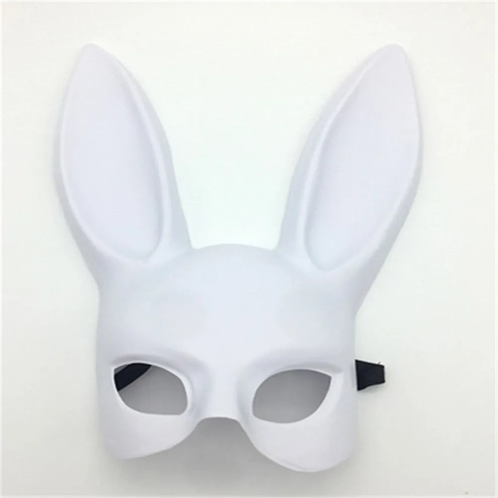 Solid Color Halloween Rabbit Ears Half Mask Bright Matte Bunny Cosplay Party Masquerade Festival Anime Bar Nightclub Accessories Oasis Select