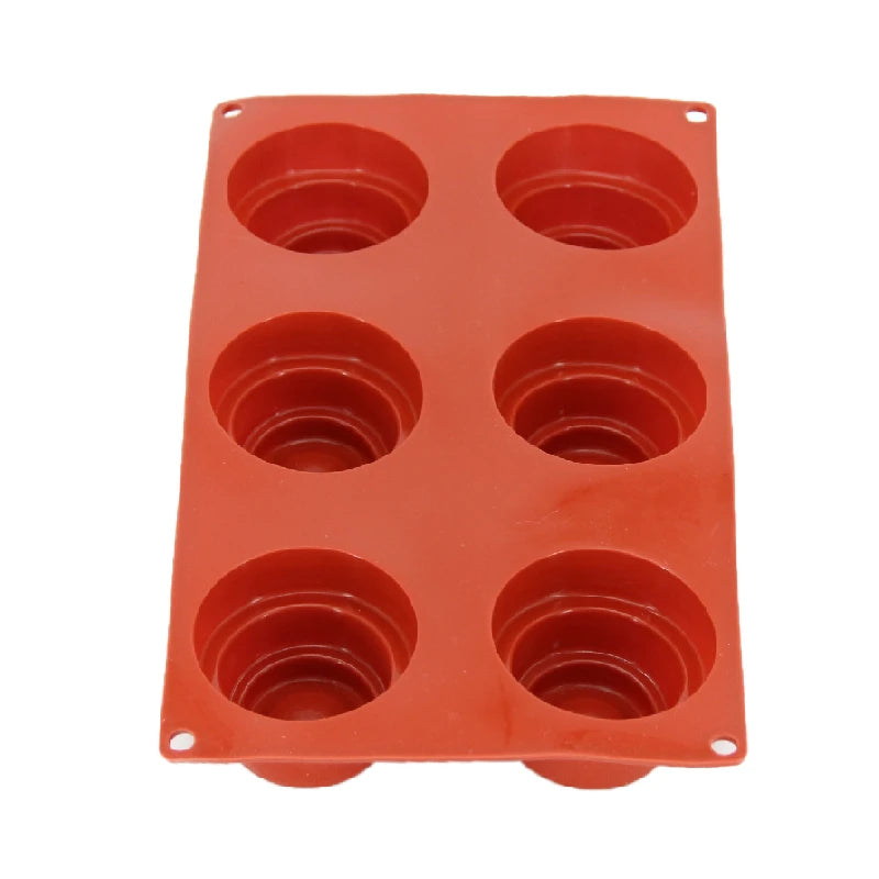 6 Cavity Cake Decorating Mold 3D Silicone Molds Baking Tools for Heart Round Cakes Chocolate Brownie Mousse Make Dessert Pan Oasis Select