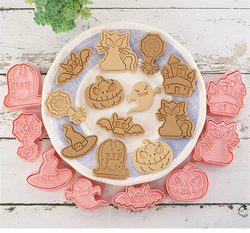 8-Piece Halloween Cookie Cutter Set – Ghost Biscuit Molds Halloween Cookie Mold Set Oasis Select