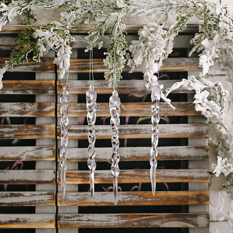 5pcs Christmas Decoration Simulation Ice Xmas Tree Hanging Ornament DIY Fake Icicle for Wedding Winter Party Decor New Year Oasis Select