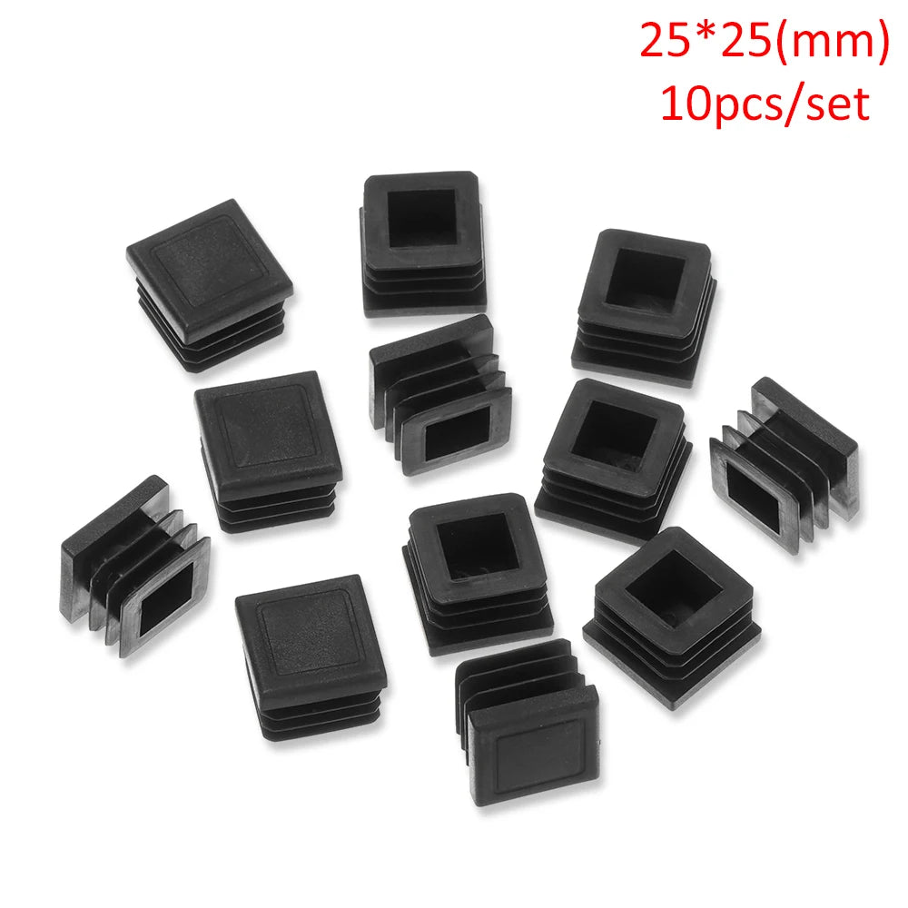 10pcs/pack Plastic Black Blanking End Caps Protector Square/Round Table Chair Foot Pad Furniture Feet Non-Slip Covers Oasis Select 25x25mm