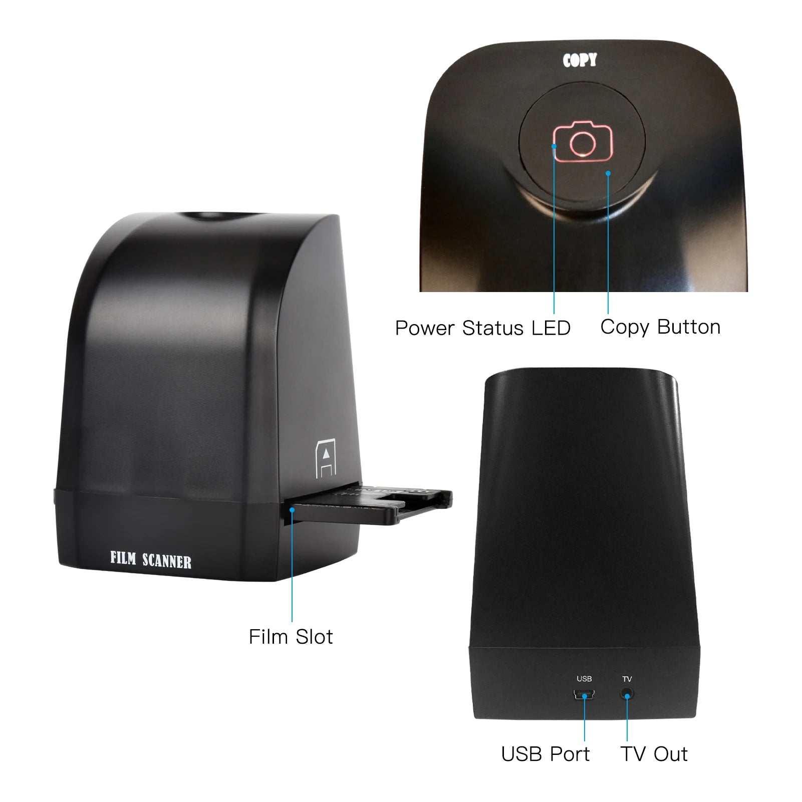 135 Film Slide Scanner Converter Portable Negative Film Scanner 8 Megapixel CMOS Convert 35mm/135mm Slides to Digital JPEG Photo Oasis Select