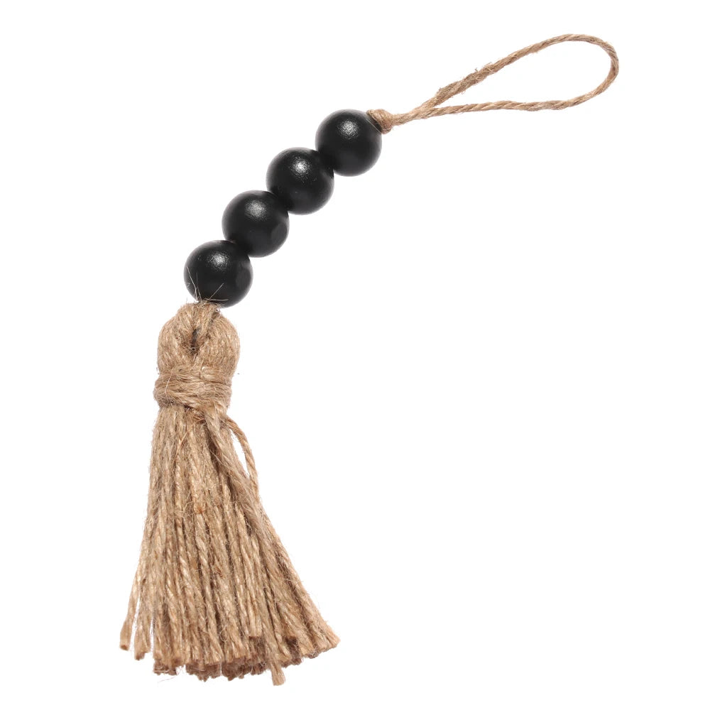 Home Decor Wood Bead Closet Pendant With Tassels Clothes Rack Garland Farmhouse Rustic Door Handle Drawer Knob Oasis Select