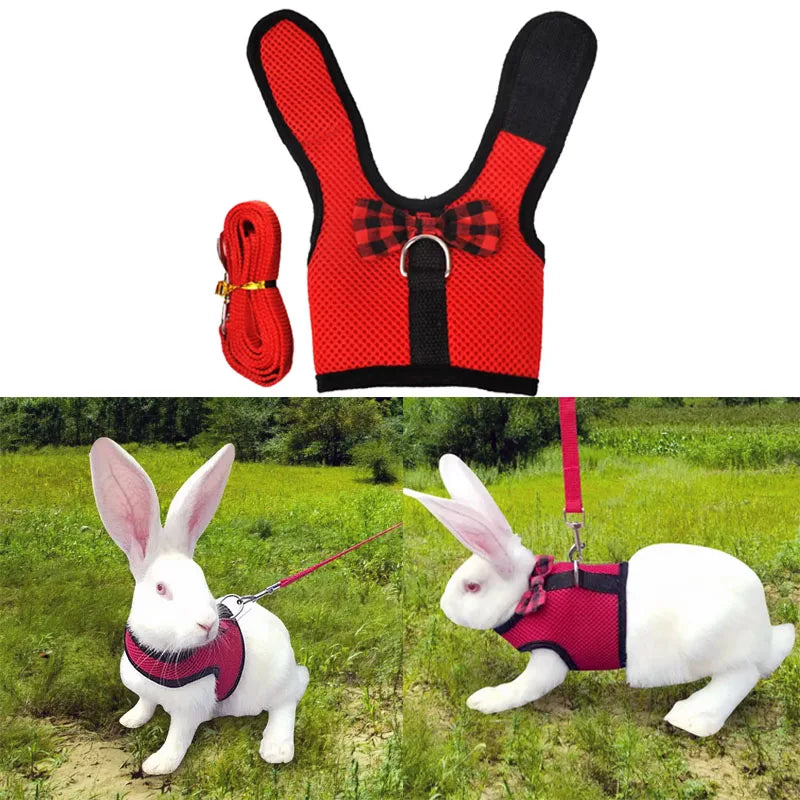Mesh Soft Pet Rabbit Harness With Leash Strap for Hamster Rat Chinchillas Guinea Pig Small Animal Clothes Vest Rabbits Accessory Oasis Select