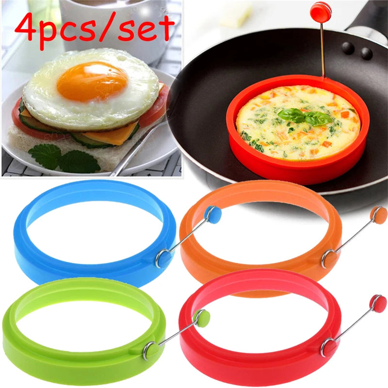 4-Pack Silicone Egg & Pancake Ring Molds – Nonstick Round Set Egg & Pancake Mold Oasis Select