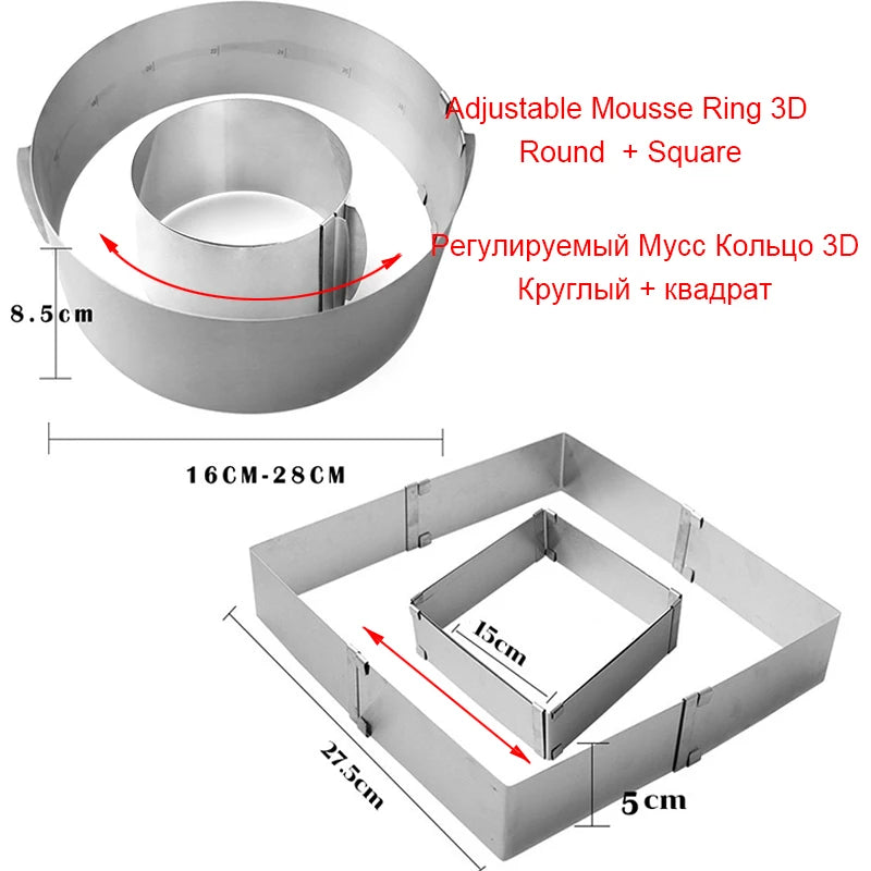8-Piece Rotating Cake Turntable Set – Mousse Rings & Spatulas Cake Decorating Set Oasis Select