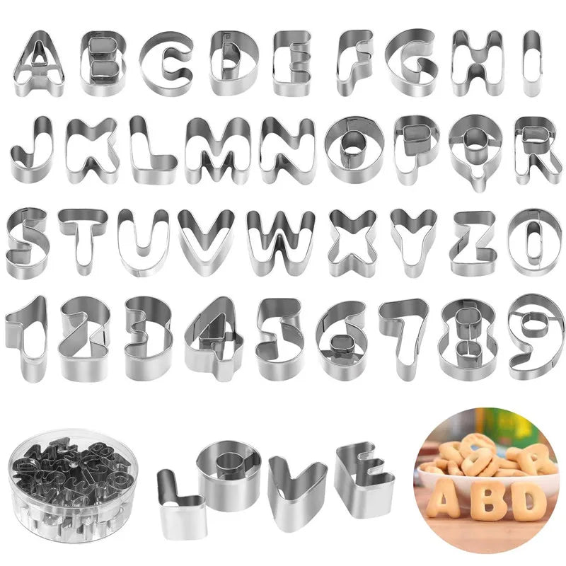 35-Pc Stainless Steel Alphabet & Number Cookie Cutter Set Cookie Cutter Set Oasis Select