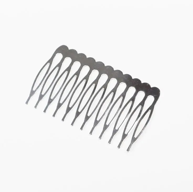 10pcs Gold Metal Side Hair Combs Plain Blank Headpiece French Twist Clip For DIY Wedding Bridal Veil Combs Decor Hair Accessory Oasis Select Rhodium 12