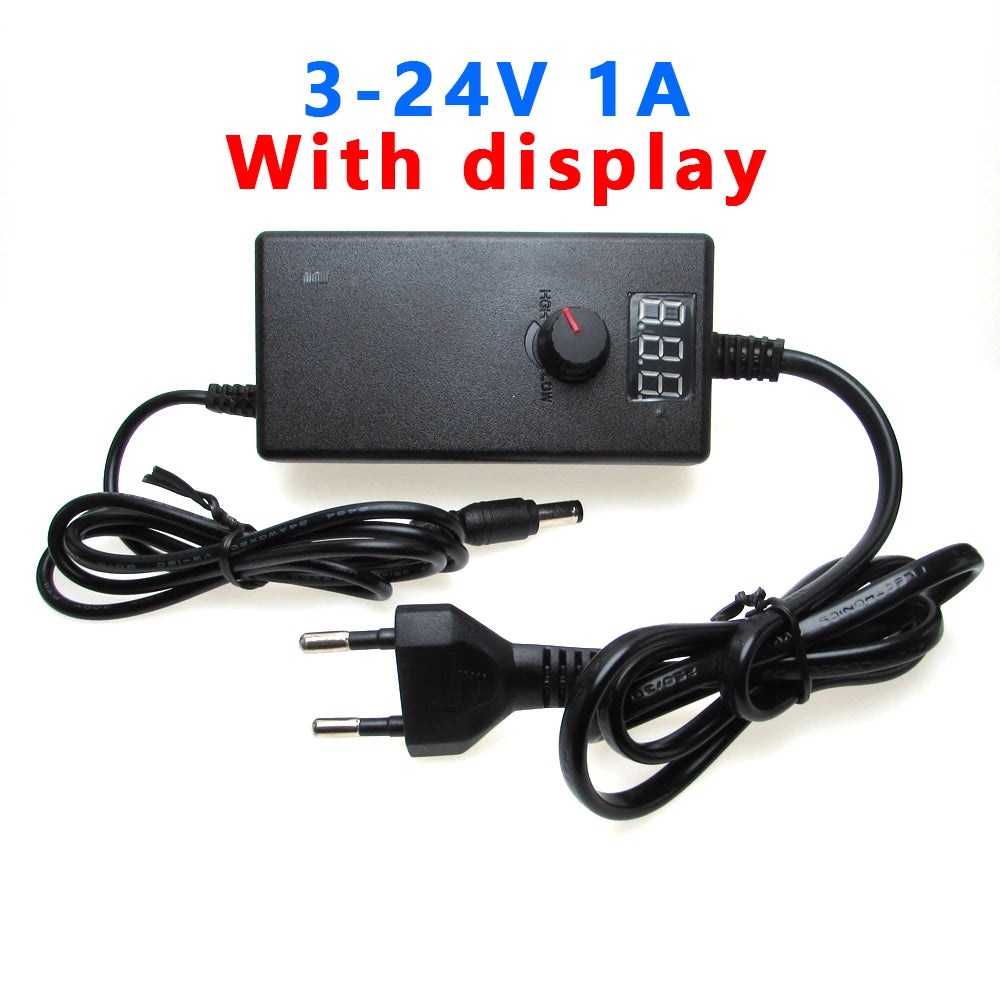 AC DC Adjustable Power Supply 3V 5V 9V 12V 15V 18V 24V Switching Power Supply Adapter Transformer 220V To 12V 24V 12 24 V Volt Oasis Select 3V - 24V 1A US Plug