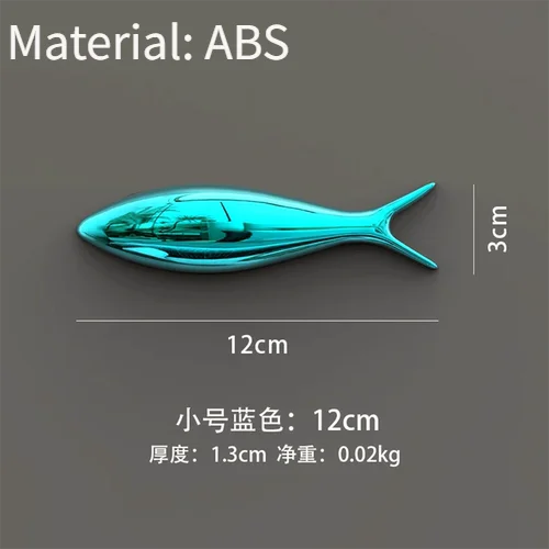 Creative Wall Decoration pendant 3D electroplating fish wall paste restaurant TV background wall fish wall decoration Oasis Select blue small size