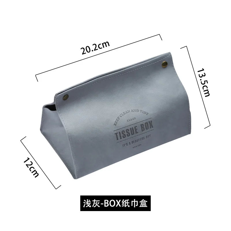 PU Leather Tissue Box Holder – Napkin Case for Car & Home Tissue Box Holder Oasis Select gray