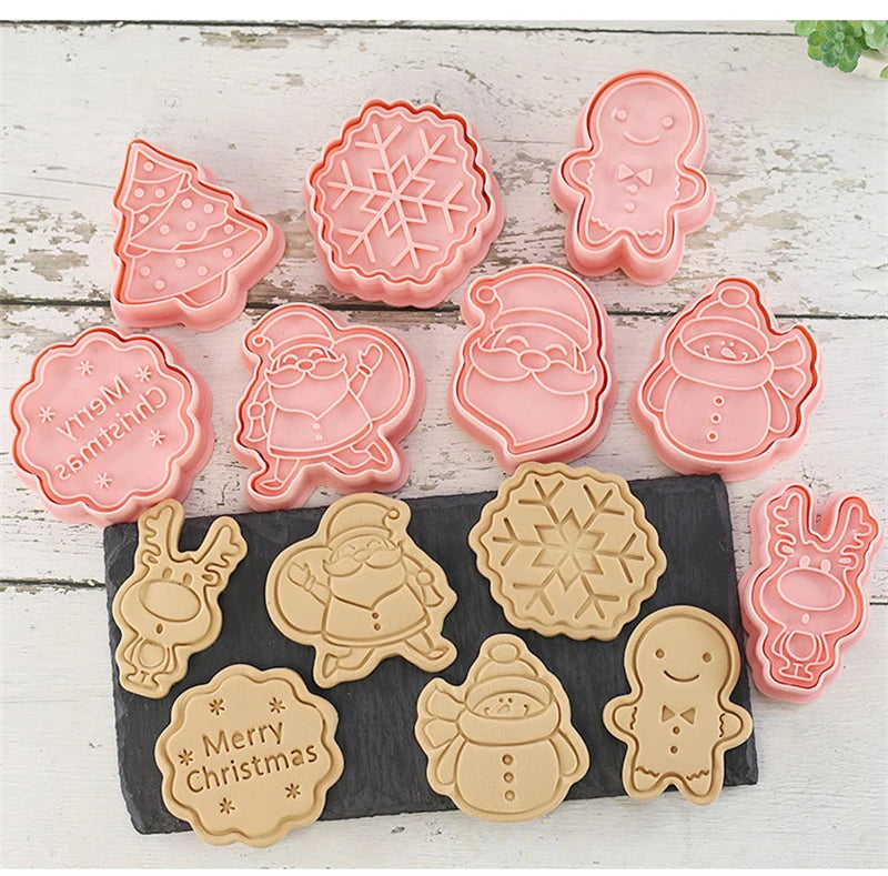 8-Piece Christmas & Halloween Cookie Cutter Set | 3D Stamp Molds Cookie Cutter Set Oasis Select 8 PCS