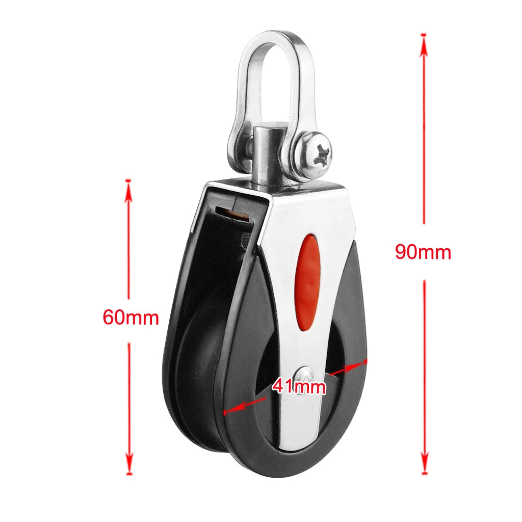 1500 Lbs Loading Gym Single Pulley Sailing Boat Kayak Pulley Block Single Wheel Swivel Lifting Rope Pulley Roller Oasis Select