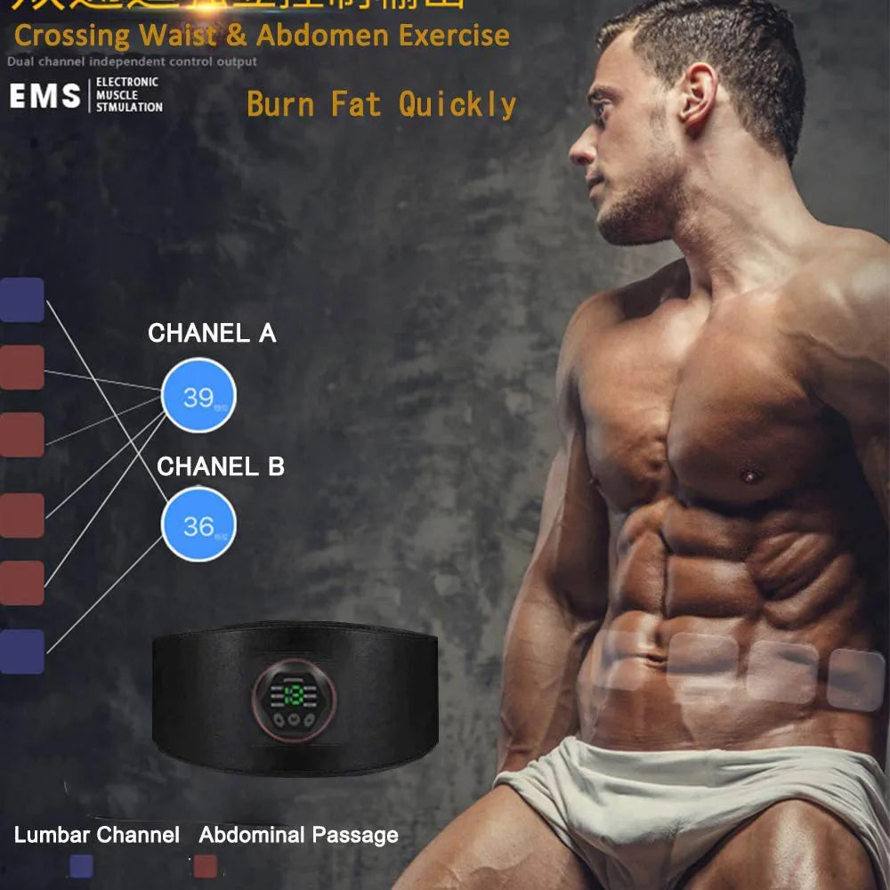Muscle Stimulation Belt Electric ABS Stimulator Trainer EMS Abdominal Exerciser Toning Belts Fitness Training Gym Workout Oasis Select