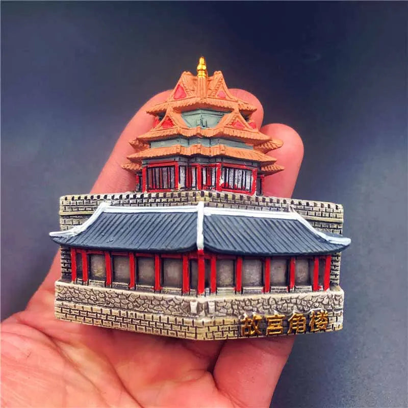 China Travel Fridge Magnets Resin Souvenirs Beijing Forbidden City Huabiao Tiananmen Stone Lion High-end 3D Refrigerator Sticker Oasis Select F6