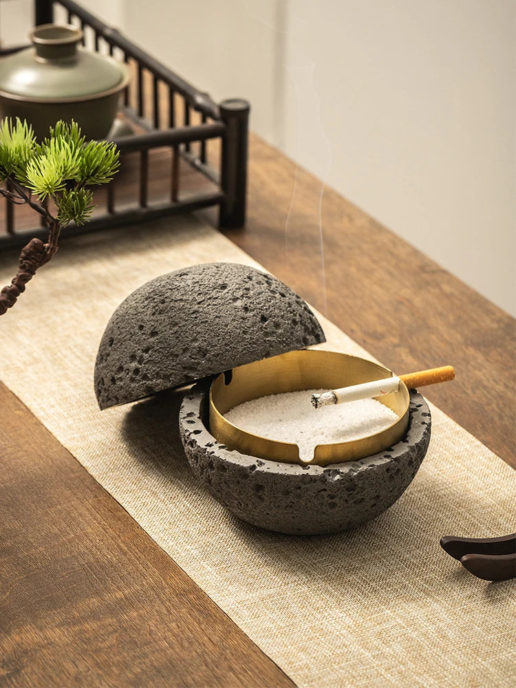 2021 new Cement ashtray creative personality trend anti fly ash with cover living room home office decoration ashtray Oasis Select