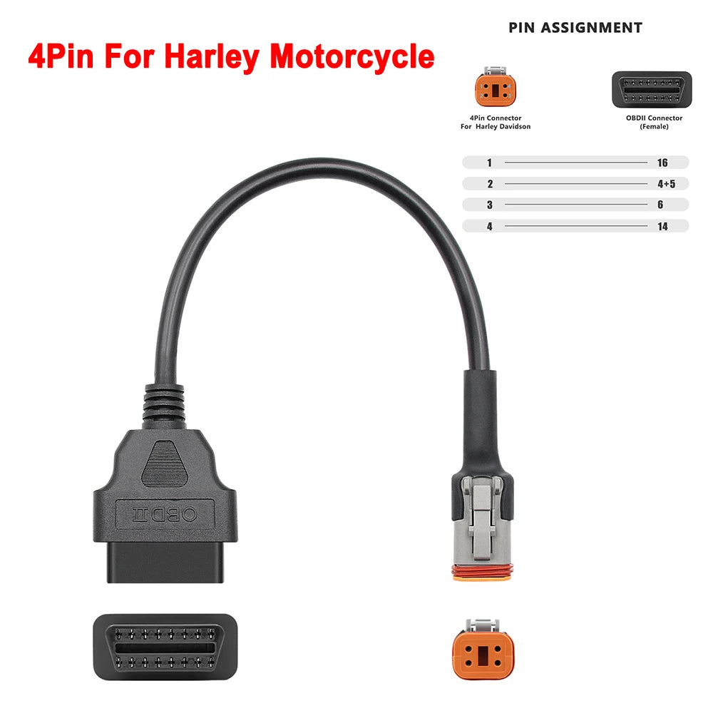 Motorcycle OBD2 Extension Cable – KTM Yamaha Honda Suzuki Ducati OBD2 Diagnostic Cable Oasis Select For Harley 4pin