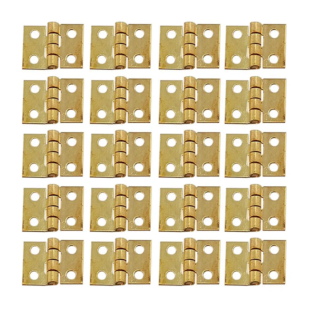 20pcs 10x8mm Tiny Gold/Silver Mini Small Metal Hinge For 1/12 House Miniature Cabinet Dollhouse Furniture Fittings Home Hardware Oasis Select
