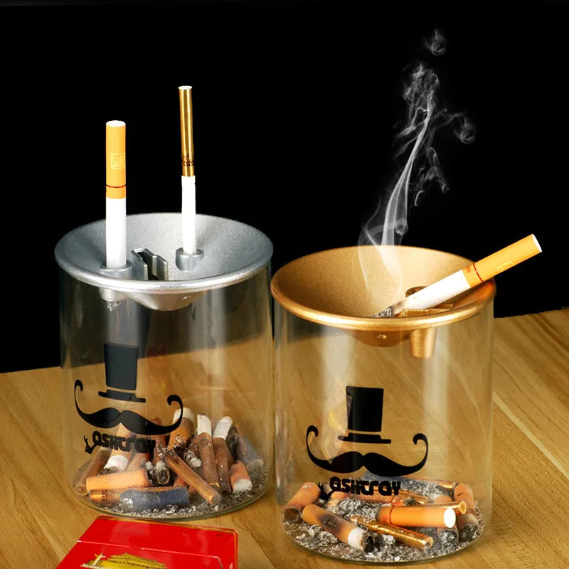 Creative home personality living room office big trend anti-fly ash multifunctional glass ashtray with cover ashtrays Oasis Select
