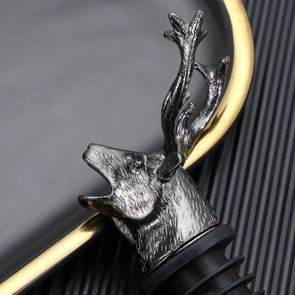 Deer Elk Lion Bull Head Wine Pourer Bottle Stoppers Bar Tools Wedding Party Drinks Wine Aerators Kitchen Tool Accessories Oasis Select