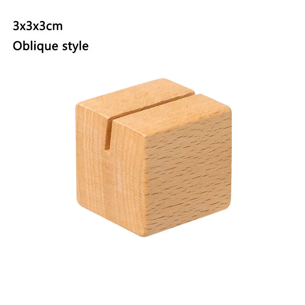 Picture Frame Base Desk Card Natural Wooden Notes Clips Photo Holder Clamps Stand Support Desktop Decor Oasis Select 3x3x3cm-C