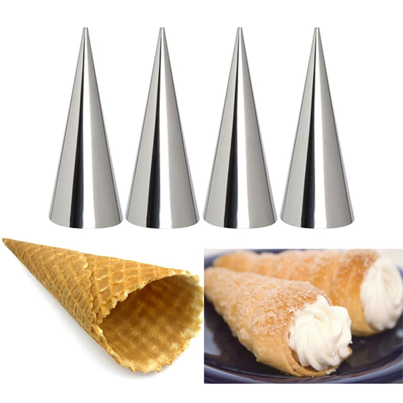 5-Pack Stainless Steel Cream Horn Pastry Cone Molds | Croissant Pastry Cone Molds Oasis Select