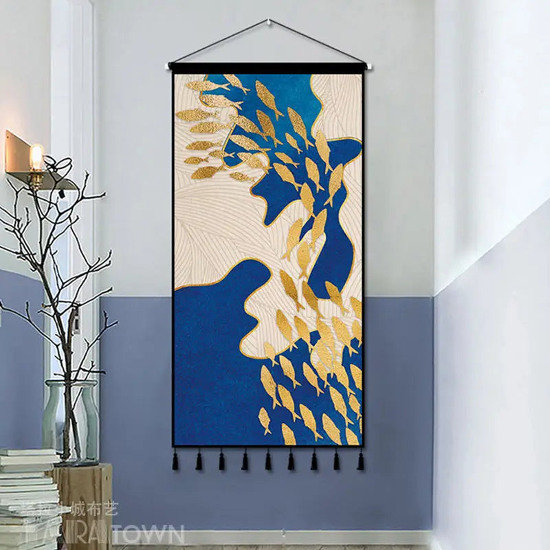 Tapestry decoration painting living room entrance porch new Chinese background cloth wall decoration hanging cloth wall decor Oasis Select