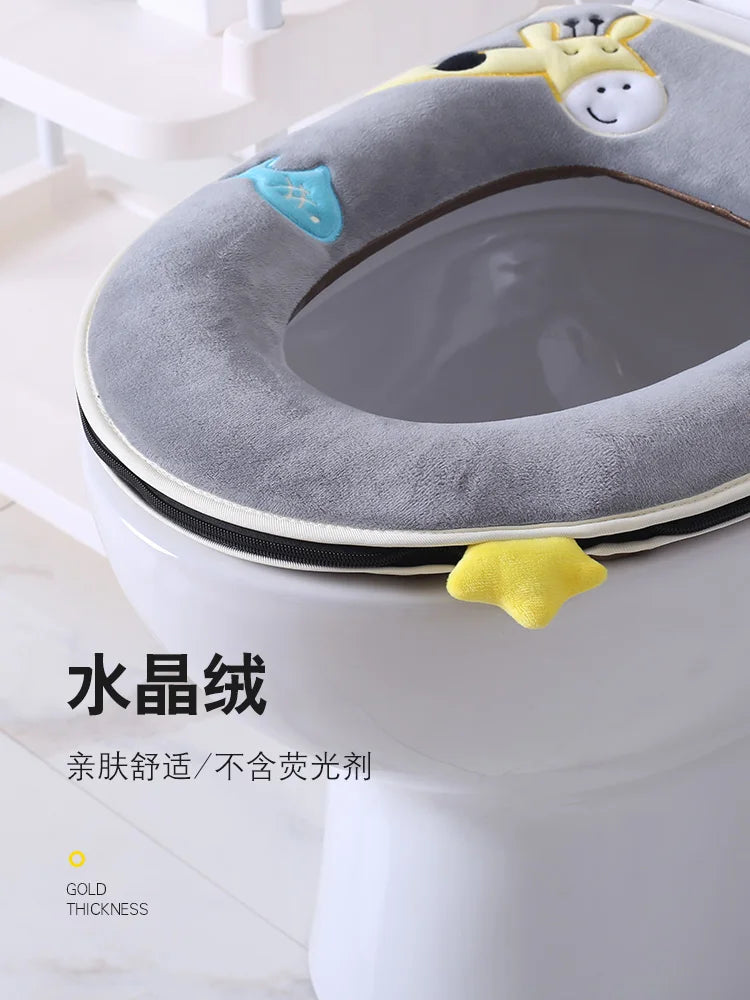 Household four seasons waterproof cute European style toilet seat zipper type universal creative toilet seat toilet seat Oasis Select
