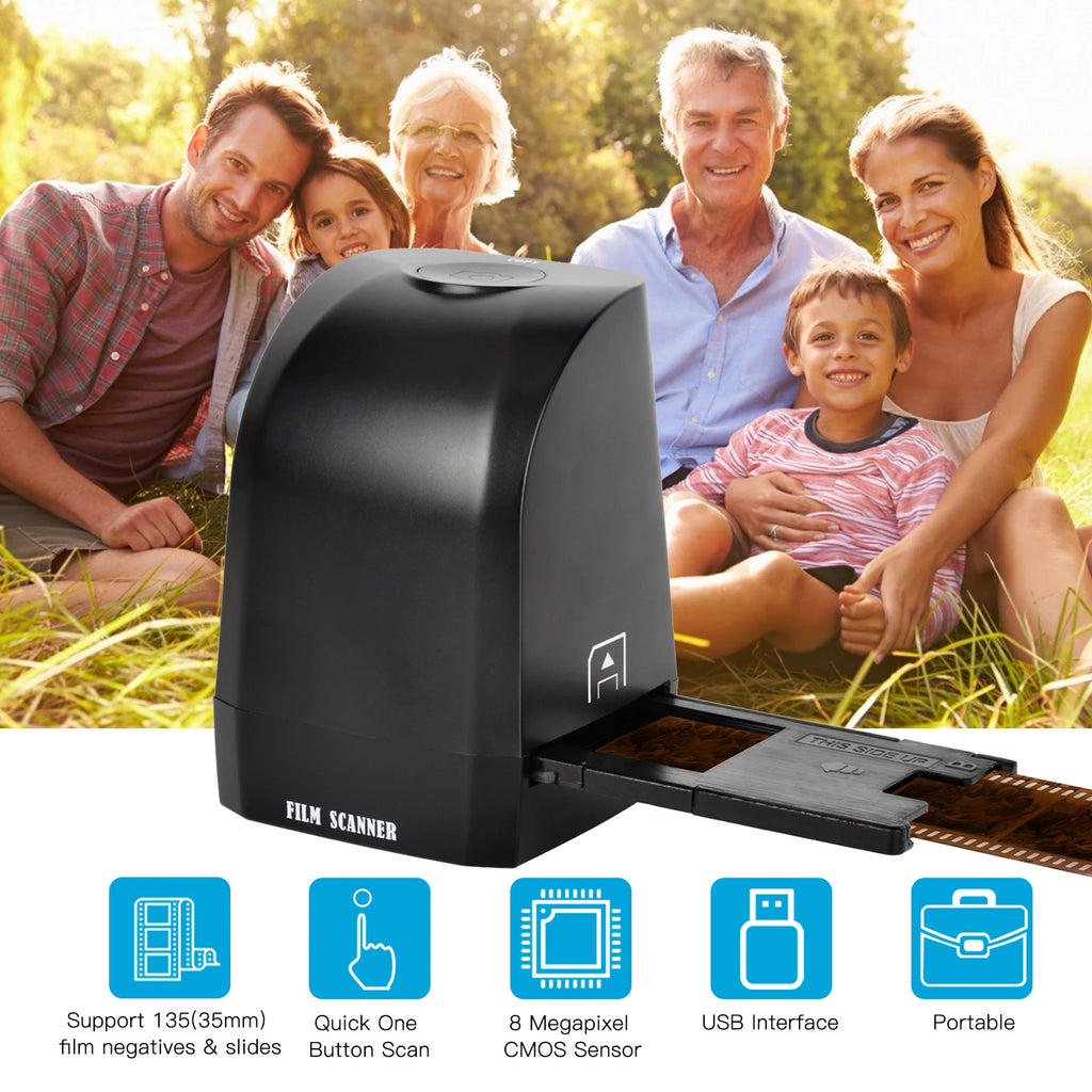 135 Film Slide Scanner Converter Portable Negative Film Scanner 8 Megapixel CMOS Convert 35mm/135mm Slides to Digital JPEG Photo Oasis Select